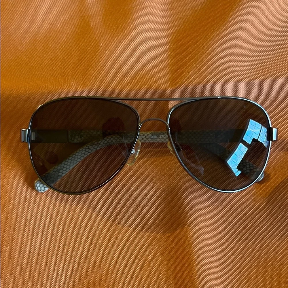 Tory Burch Black Aviator Polarized Snake Detail Sunglasses TY6010 103/T5